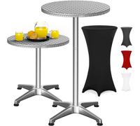 Mesa de bar plata 115x60cm + funda de mesa de bar negra Ø60cm
