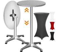 CASARIA® Mesa Alta Plegable Funda Lavable Altura Ajustable 70/115cm Aluminio Ø60cm Resistente Intemperie Antideslizante Fiesta Boda Jardín Antracita