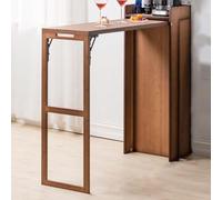 Mesa de bar plegable con gabinete de almacenamiento de vino, mesa de comedor expandible y taburete de bar para espacios pequeños, cocina, comedor, organizador con estantes, acabado de madera rústica