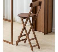 Mesa de bar plegable que ahorra espacio con gabinete de almacenamiento de vino y taburete de bar para cocina y comedor, acabado de nogal, solución de muebles elegante y funcional