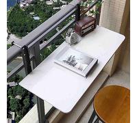Mesa de bar portátil ajustable para barandillas - 60-120 cm mesa auxiliar plegable montada en la pared, mesa flotante blanca y escritorio para espacios al aire libre, fácil instalación