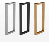 Mesa de bar rectangular moderna con patas de metal, 100 cm de altura, 50 x 100 cm, color negro, diseño resistente, base de mesa de comedor, patas protectoras, 1 pieza