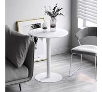 Mesa de bar redonda alta con base de metal, mesa de comedor que ahorra espacio, para espacios pequeños, elegante acabado blanco (40 x 72 cm), perfecta para el hogar y eventos