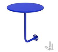 Mesa de bar redonda con soporte de pared, pequeña mesa flotante en forma de L, mesa de café para bares, oficinas, salas de espera, color azul, 35 cm, perfecta para postres y salones