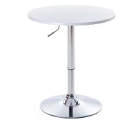Mesa de Bar Redonda de 60 cm de diámetro, Altura Ajustable, con Tablero de PVC y Base giratoria de Acero para Cocina y Comedor (Color: Blanco)