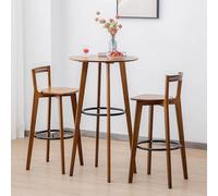 Mesa de bar redonda de 99 cm de alto, parte superior de madera maciza y mesa de encimera que ahorra espacio para pequeños apartamentos, salas de estar, cafeterías, diseño moderno y piel elegante