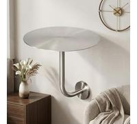 Mesa de bar redonda de acero inoxidable resistente, diseño minimalista montado en la pared, mesa de bar moderna compacta de 35 cm, mesa auxiliar ideal para espacios pequeños en casa u oficina