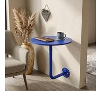 Mesa de bar redonda de acero inoxidable resistente para montar en la pared, mesa auxiliar de 33 cm, diseño minimalista azul cacto, perfecta para niños, hogar y bar