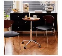 Mesa de Bar Redonda de Altura Ajustable con Pata Negra y Base Mesa de Pub giratoria de 360 ° Adecuada para Sala de Estar Comedor Café bistró Moderno, mesas de cóctel con Textura de Madera (T