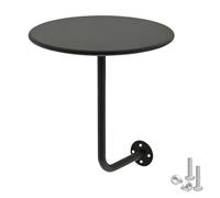 Mesa de bar redonda de pared flotante en forma de L, pequeña mesa de cóctel y mesa de café para bares, oficinas, salas de espera, color negro, 50 cm, perfecta para aperitivos y postres