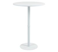 CLP Mesa de Bar Hereford Redonda I Mesa de Metal con Tablero Redondo de Madera I Mesa Bistro Estable, Color:Blanco/Blanco, Tamaño:75 cm