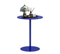 Mesa de bar redonda moderna azul de tablero alto, mesa auxiliar pequeña, mesa auxiliar para café y bebidas al aire libre, mesa de cóctel circular para el hogar, la cocina o el comedor.(48x48x62cm)