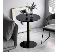 Mesa de bar redonda negra - Altura ajustable de 19.7 pulgadas/22 pulgadas/28.3 pulgadas con base de metal para cocina, sala de estar, patio, elegante encimera y mesa auxiliar (48 x 72 cm)