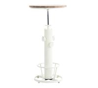 CLP Mesa de bar Ruhr I Mesa de bar regulable en altura con reposapiés I Armazón de metal y tablero de madera de pino, Color:blanco envejecido