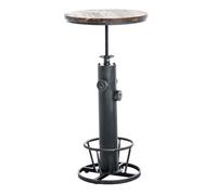 CLP Mesa de Bar Ruhr I Mesa de Bar Regulable en Altura con reposapiés I Armazón de Metal y Tablero de Madera de Pino, Color:marrón Plata