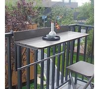 Mesa de barandilla plegable ajustable para balcón, barra colgante al aire libre para patios y jardines, diseño de balaustre de aluminio, muebles de patio que ahorra espacio, fácil de instalar