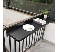Mesa de barandilla plegable ajustable para balcón, mesa de bar de patio, mesa auxiliar de madera negra para jardín y porche, mesa de servir para ahorrar espacio, 120 cm
