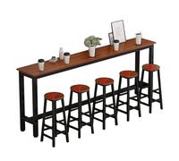 Mesa de barra de desayuno, estilo industrial, rústica, consola estrecha, isla de cocina, muebles de comedor, mesas largas de radiador que ahorran espacio, para jardín, pub, acabado de nogal claro