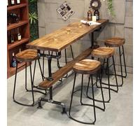 Mesa de barra de madera maciza industrial ajustable en altura, diseño largo y estrecho con patas creativas, varios tamaños para uso doméstico y comercial (200 x 50 x 105 cm), no incluye taburete
