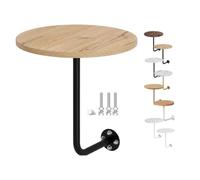 Mesa de Bistró a la Pared en Madera y Metal, Mesa de Cóctel Redonda | Suspendida, Mesa de Pie Ahorra Espacio para Pub, Cafetería y Terraza(Wood+Black Rod,40cm/15.7in)