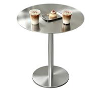 Mesa de bistró cuadrada/redonda moderna mesa de bar con altura de mostrador para interiores y exteriores Mesa de centro de acero inoxidable con base resistente, para jardín, patio(Round,70x70x105cm)