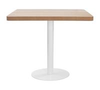 Mesa de bistró de MDF y acero de 80 x 80 cm - Mesa de comedor robusta para cocina, jardín y balcón - Diseño moderno en color marrón claro - Ideal para espacios pequeños y noches acogedoras