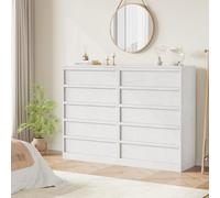 Mesa de café alta de 5 cajones en blanco antiguo - Diseño moderno con tiradores dorados - Gran capacidad de almacenamiento - Ideal para dormitorio, sala, guardería y recibidor - Cómoda de 5 cajones,