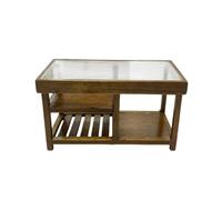 Mesa de café con aspecto de madera, mesa de café para coleccionistas | Acabado marrón natural con diseño de estante abierto para escenas de sala de té, esquinas de sala de estar y coleccionistas.