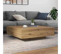 Mesa de café con luces LED Roble artisan 100 x 100 x 31 cm