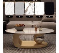 Mesa de café de mármol, parte superior de piedra moderna con soporte de metal, fácil de limpiar, muebles de sala de estar únicos, decoración elegante del hogar, perfecta para entretenimiento