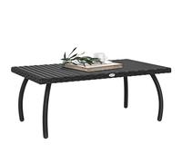 Mesa de café de ratán Outsunny, mesa de jardín de mimbre PE para exteriores con material resistente a la intemperie para jardín, balcón, porche, color negro.