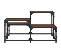 Mesa de café de Roble Marrón, 68x68x40 Cm con Madera de Ingeniería, Elegante Marco de Metal y Pies Ajustables para la Decoración de la Sala de Estar