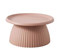 Mesa de café, diseño de pedestal redondo, mini mesa auxiliar para balcón, elegante mesa de acento acanalada de plástico