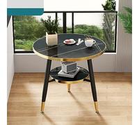 Mesa de café, mesa de comedor redonda de doble capa, mesa central moderna con patas de metal negro para recepción, negociación, cóctel y té