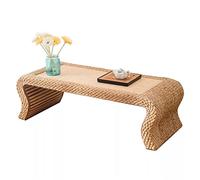 Mesa de café o té de tatami bohemia hecha a mano mesa central de piso ventana decoración del hogar (color: beige, tamaño: 120 x 50 x 38 cm) (beige 80 x 50 x 38 cm)