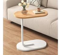 Mesa de café ovalada moderna que ahorra espacio, perfecta para espacios pequeños, ideal para comer o comer en la sala de estar y el dormitorio, se desliza cómodamente debajo del sofá