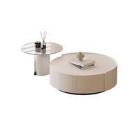 Mesa de café pequeña Mesa de té francés color crema, mesa auxiliar, combinación, espacio de almacenamiento simple, mesa redonda, sala de estar, mesa de té Mesas de sala