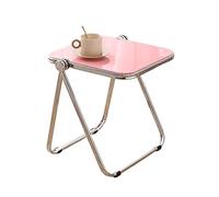 Mesa de café Plegable acrílico Transparente con Marco de Metal Resistente Mesa Auxiliar pequeña para Sala de Estar, Dormitorio, baño, balcón opción de Color Rosa Beauty Comes
