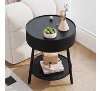 Mesa De Café Retro con Escritorio Giratorio, Mesa Auxiliar Lateral para Sala De Estar, Comedor, Cocina, Dormitorio, Lado del Sofá, Cama,BB,Black