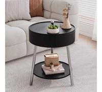 Mesa De Café Retro con Escritorio Giratorio, Mesa Auxiliar Lateral para Sala De Estar, Comedor, Cocina, Dormitorio, Lado del Sofá, Cama,AA,Black