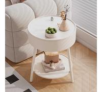 Mesa De Café Retro con Escritorio Giratorio, Mesa Auxiliar Lateral para Sala De Estar, Comedor, Cocina, Dormitorio, Lado del Sofá, Cama,BB,White