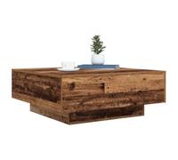 vidaXL Mesa de centro rústica de madera maciza recuperada, 80 x 31 cm, diseño único hecho a mano, acabado vintage envejecido, uso versátil en interiores, amplio espacio de almacenamiento, forma