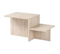 Mesa de café rústica Moderna, travertina, 80 x 40 x 40 cm, Fabricada con Tablero de partículas Recubierto de melamina 100%, Grosor: 18 mm, Espacios Modernos en casa y oficinas de
