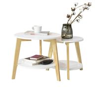 SoBuy 2 Mesas Nido Redondas - Mesas de Centro para Salón, Grande 50 cm y Pequeña 40 cm, Blanco, FBT75-W