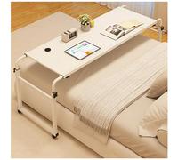 Mesa de cama ajustable con ruedas, escritorio portátil para laptop con ruedas, mesa de comedor móvil ajustable en altura y longitud, carrito de noche blanco para uso doméstico y oficina, diseño que
