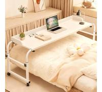 Mesa de cama ajustable de altura y longitud, mesa de comedor flexible, bandeja de madera para comer en la cama, mesa de desayuno portátil de color blanco para uso doméstico