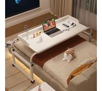 Mesa de cama ajustable para laptop con ruedas, mesa sobre cama para ancianos, escritorio giratorio, bandeja de hospital tamaño King para uso sobre silla