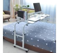 Mesa de cama ajustable para laptop, estación de trabajo portátil para oficina en casa y escritorio para juegos, bandeja para servir sobre la cama, color blanco, ideal para estudiar y trabajar desde