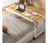 Mesa de cama ajustable sobre ruedas - 100 cm de altura ajustable con acabado de madera para discapacitados, mesa rodante para un uso fácil y cómodo