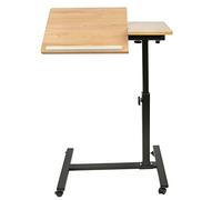 Mesa de cama con ruedas ajustable para ordenador portátil, soporte de ratón separado, escritorio de pie móvil, plegable, 360° escritorio de ordenador elevación giratoria (color madera, 60 x 34,5 x 58
